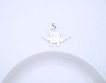 瑜珈貓貓純銀項鍊_臥角式