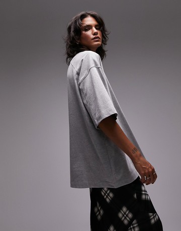 Topshop seam detail oversized tee in grey marl