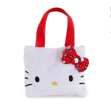 【震撼精品百貨】凱蒂貓_Hello Kitty~日本SANRIO三麗鷗 KITTY造型絨毛手提袋-經典紅*15534
