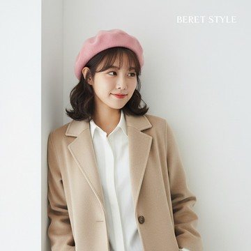 帽子 復古 貝雷帽 毛帽 軍帽 畫家帽 經典潮流 休閒 生日禮物 交換禮物 男生 女生 /豆沙粉