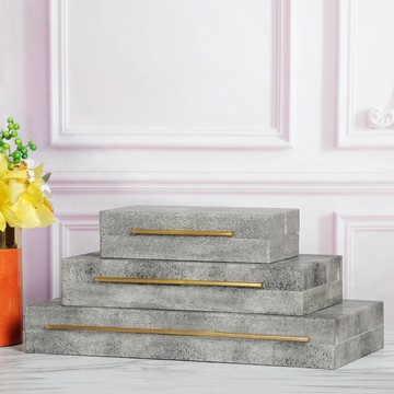 新中式現代簡約家居收納盒樣板間軟裝飾品臥室梳妝臺樣板房裝飾盒