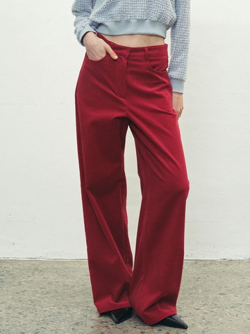 CORDUROY WIDE PANTS - RED