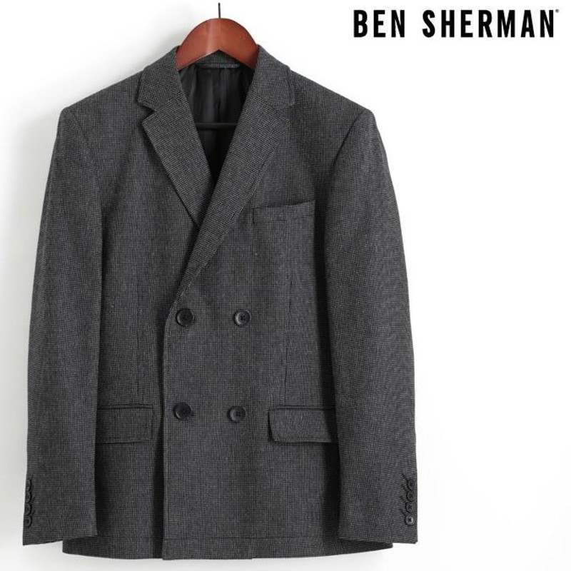 ベンシャーマン Ben Sherman ブレザージャケット テーラードジャケット ダブルボタン ウール ピーコート ブラック | LINEショッピング