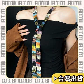 🔥臺灣出貨🔥可開發票✅輕飾時光日系復古彩色小衆針織細圍巾女夏季原宿風時髦多功能百搭細窄圍脖