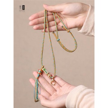藏式手工編織項鏈繩泰國佛牌鏈子唐卡黃金玉石翡翠男女款吊墜掛繩