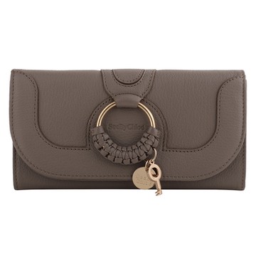 See by Chloe  HANA 金環釦皮革翻釦長夾(褐灰)