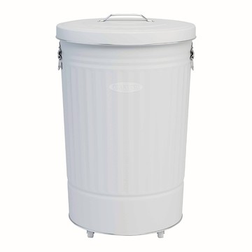 日本 OBAKETSU 手工製附輪垃圾桶 42L(贈垃圾袋環)白色