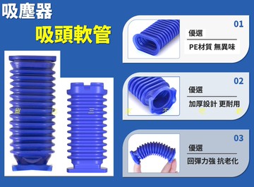 吸塵器吸頭軟管 多向fluffy吸頭替換藍色軟管 吸頭軟管維修 貼條 滾輪 柔軟 自行更換 漏風 吸頭破裂