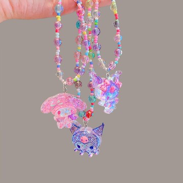 兒童可愛卡通串珠吊墜項鏈2025新款夏女童公主配飾小女孩鏈珠首飾 z7301