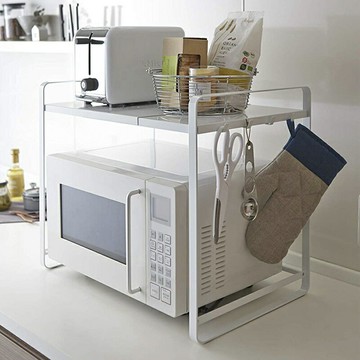 YAMAZAKI廚房置物架兩層微波爐架子可調節烤箱收納桌面架子可伸縮