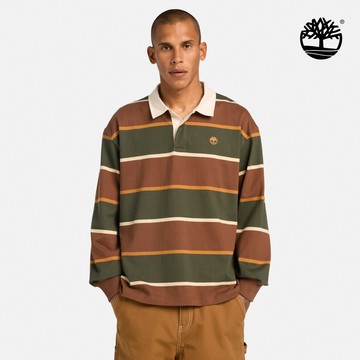 Timberland 中性棕色寬版橄欖球POLO衫|A2Q4TAGQ