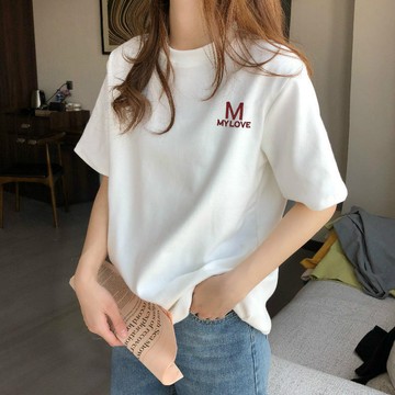 上衣 白色短袖 t恤 女生上衣 寬版 寬版T恤 純棉短袖 打底衫 圓領上衣 笑臉上衣 美式上衣 短t 生日禮物 002