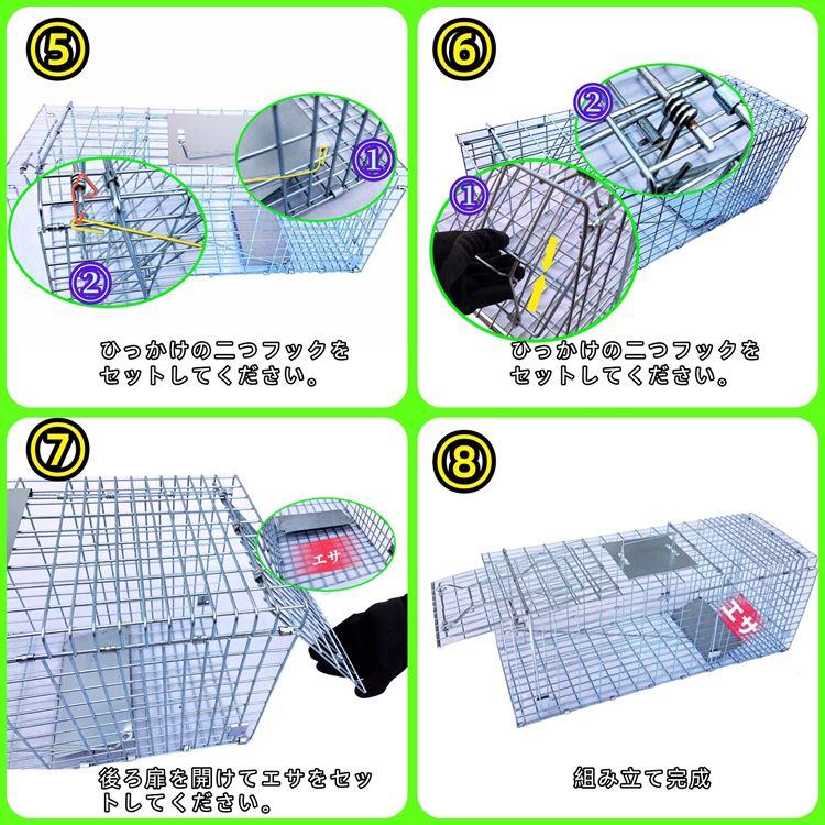 動物捕獲器 アニマルトラップ 踏板式 組み立て 迷子猫 野良猫保護 農作物害獣被害防止 イタチ タヌキ ヌートリア ハクビシン