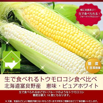 ふるさと納税 富良野市 生で食べられるトウモロコシ2種類セット 恵味10本・ピュアホワイト10本