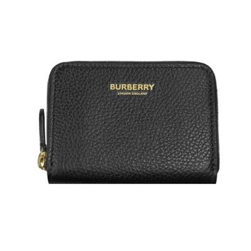 BURBERRY 皮革ㄇ字型拉鏈卡片零錢包(黑色)