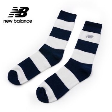 【New Balance】條紋中長襪_中性_白深藍_LAS51151NV