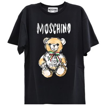 MOSCHINO 小熊插畫圖樣棉質短T(黑)