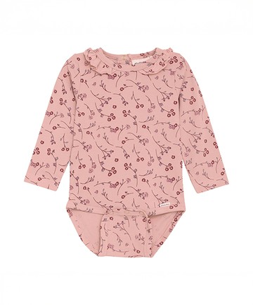 花朵粉色長袖包屁衣74cm