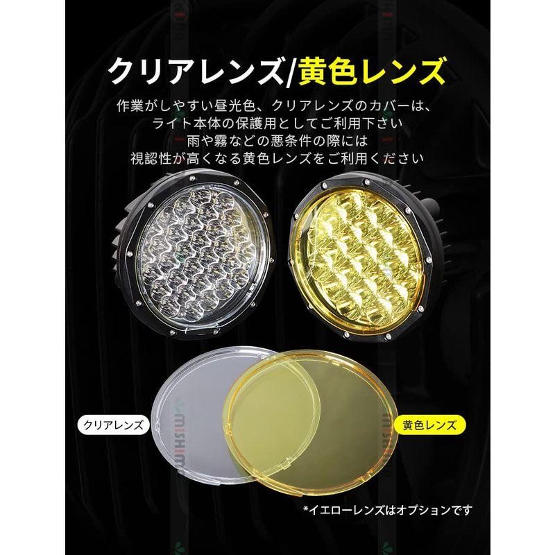 作業灯 led 12v 集光 狭角 スポット 前照灯 丸型 128w クリア保護