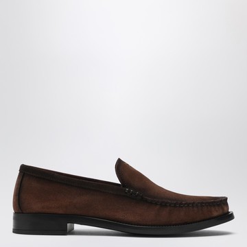 Brown suede leather loafers
