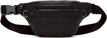 HUGO 黑色 Stacked Logo Faux-Leather 腰包