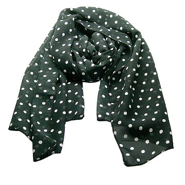 【Charme】時尚風 水玉圓點圖案雪紡 圍巾 黑色