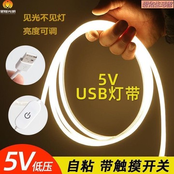 LED燈條 燈帶 led燈帶條背膠貼氛圍燈5v低壓超亮usb霓虹矽膠燈柔性軟燈條不插電