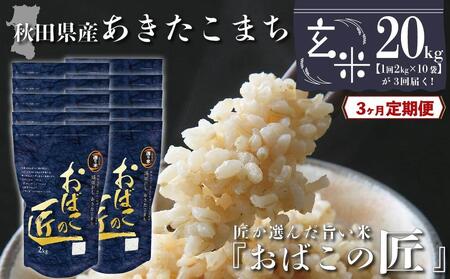 秋田県産おばこの匠あきたこまち　20kg （2kg×10袋）玄米