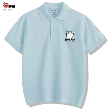 潮野屋 幽靈貓咪 達文西 萬聖節 POLO衫 短T 衣服 短袖上衣 歐美 潮T 可愛 潮流 街頭 創意 WPS-821