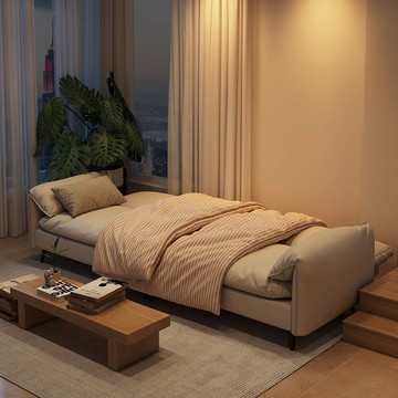 免運/開立發票 奶油風沙發小戶型客廳臥室租房公寓多功能折疊貓爪皮布小沙發床 快速出貨