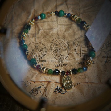 【旅行祭】尼羅河的餽贈 // C1617孔雀石鈦晶紅石榴手鍊