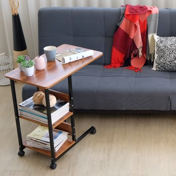 EASYHOME 防潑水耐熱美學 5774 IRON 边桌  胡桃色