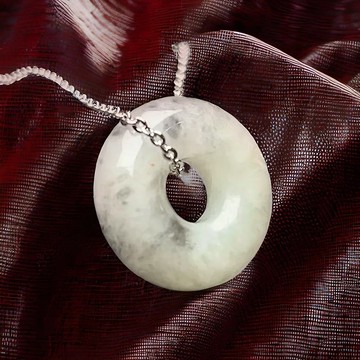 冰種飄烏雞翡翠平安環項鍊 | 天然緬甸玉翡翠A貨 | 送禮