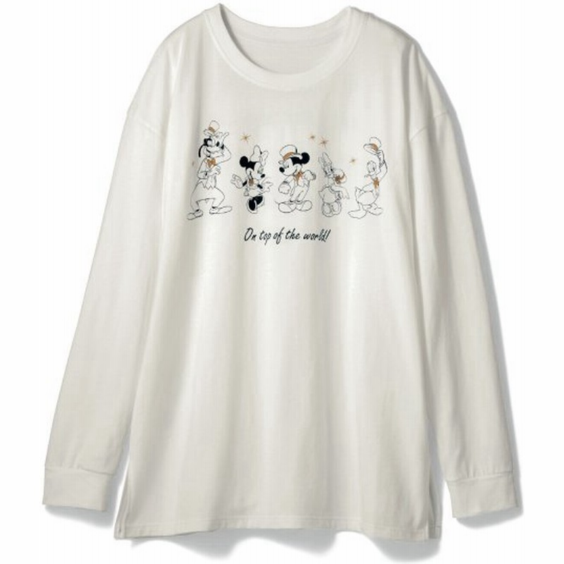 ディズニー 長袖ロングｔシャツ ミッキー フレンズ アイボリー S M L Ll 通販 Lineポイント最大get Lineショッピング