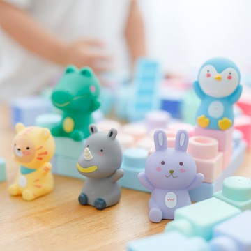 MOOMU 馬卡龍香草軟積木 72pcs+動物造型手指積木公仔5入