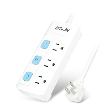 【聖岡科技Dr.AV】TX-500-4 3開3插3孔節能4尺 延長線(日式彈跳開關/180度平貼式插頭)