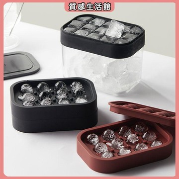 👍最新升级 米立風物按壓冰格凍冰塊模具食品級硅膠家用冰球製冰盒圓形帶蓋 製冰模具 製冰盒 製冰盒 冰塊模具