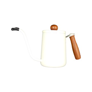 FANCY LIFE 木手柄咖啡手沖壺 600ml 白色  1個