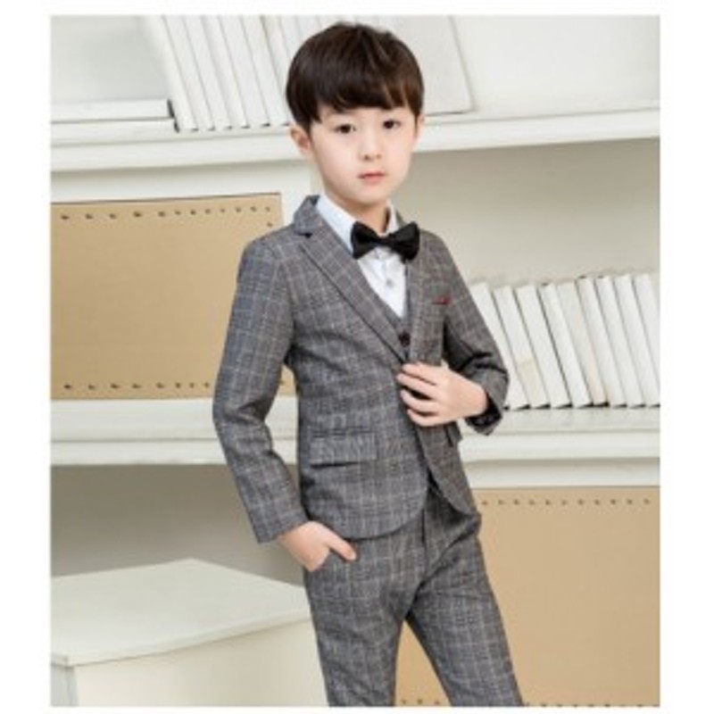 キッズ子供服 セットアップ 子供スーツ 男の子 フォーマル服 ジュニア 3点セット タキシード ジャケット ベスト パンツ チェック柄 通販  LINEポイント最大4.0%GET | LINEショッピング