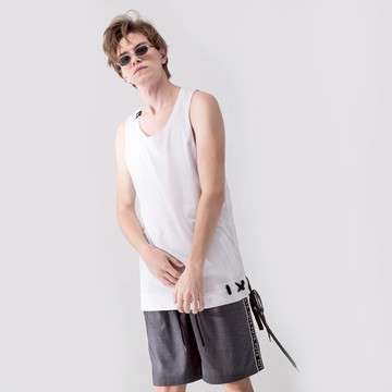 【中性款】 下擺綁帶大背心 / 白色