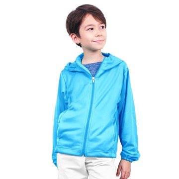 GIAT - 高透氣吸濕排汗A級防曬外套-兒童款/連帽-天藍