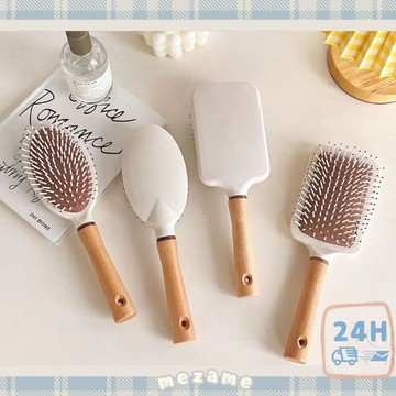 MEZAME | 24h台灣出貨🐾木柄氣墊梳 木質氣囊梳 木質氣墊梳 梳子 氣墊梳 按摩梳  梳頭髮 寬梳子 氣墊按摩梳