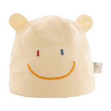 JoyNa - 2入-四季款雙層胎帽 棉質可愛小耳朵-黃色笑臉+隨機一入 (帽圍31cm)