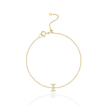 【mori】I 字母鑽石手鍊 【14k黄金】