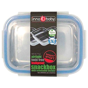 inno baby 不鏽鋼分隔便當盒 320ml 防漏氣密 保鮮盒 snackbox  藍色  1個