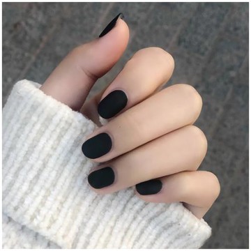 磨砂純黑色mini短款方圓形甲片成品啞光穿戴美甲貼假指甲片可拆卸