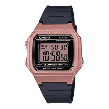CASIO 卡西歐 復古金屬感方形數位電子腕錶 W-217HM-5AVDF  43.1 × 41.2 × 10.5 mm  玫瑰金  1支