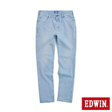 EDWIN 男裝 EDGE 棉彈力丹寧中腰窄管直筒褲-拔淺藍