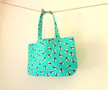 熊貓小手提包 藍綠色