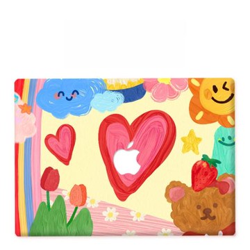 適用新款Macbook保護殼m1蘋果筆記本電腦套2023款air13磨砂m2pro13/14//15/16防摔2338原創2442粉色可愛心貓